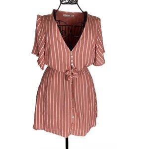 Abercrombie Striped Orange and White Button-Up Tie-Front Dress Size Medium